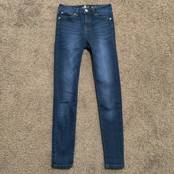 7 For All Mankind Jeans Womens 12 ( 22 x 26 ) Dark Blue Skinny Pants - Picture 2 of 13